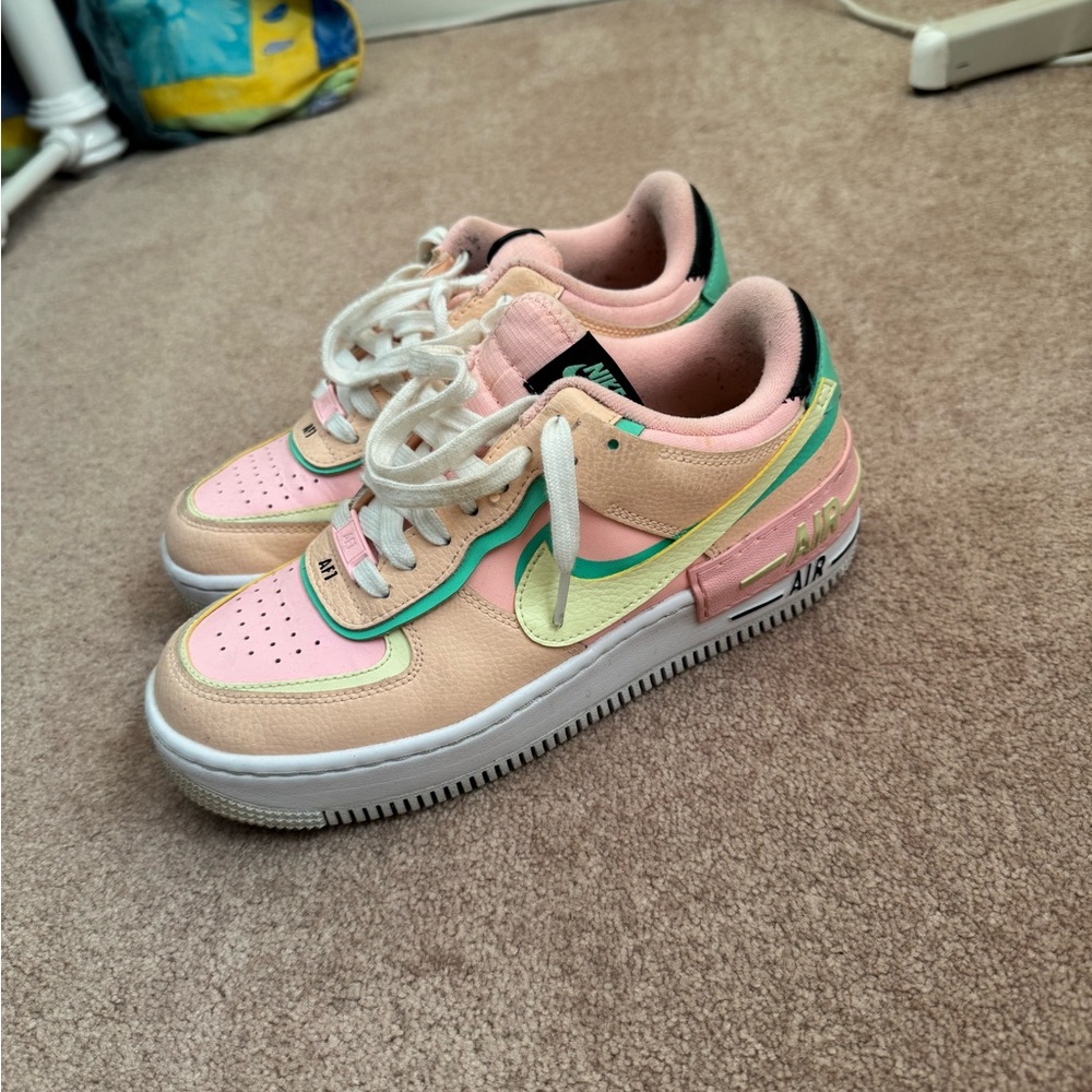 Nike air Sneakers in Pink, Green, and Yellow